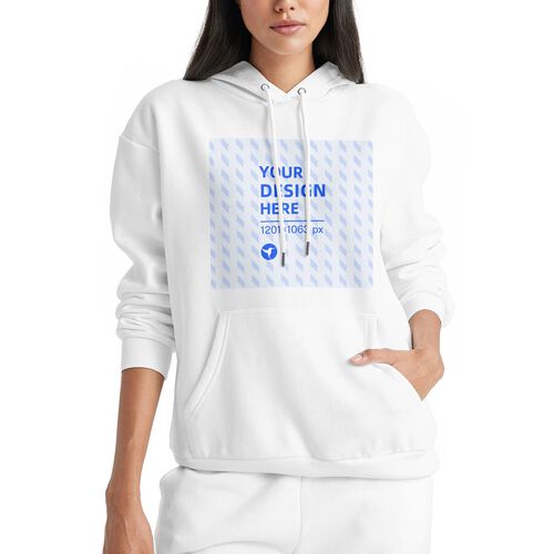 260g Women's Polyester Cotton Hooded Pocket Sweatshirt - Hot Stroke (Shipped in the United States)